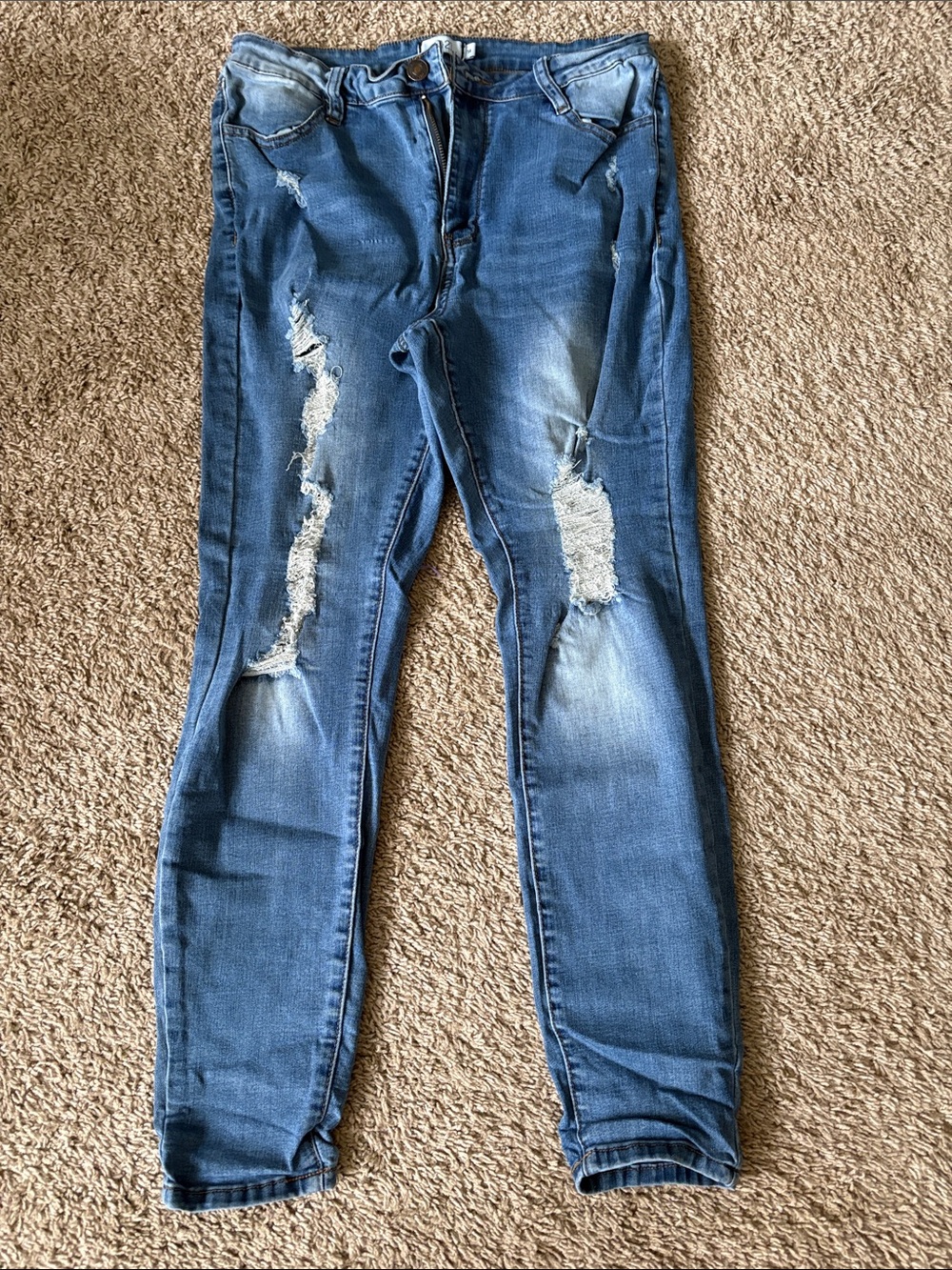 Rue21 Medium Blue Distressed Skinny Jeans